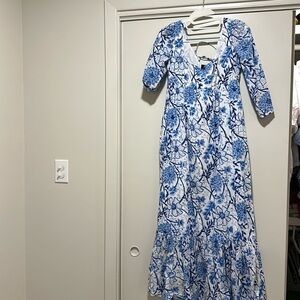 Blue and white floral dress